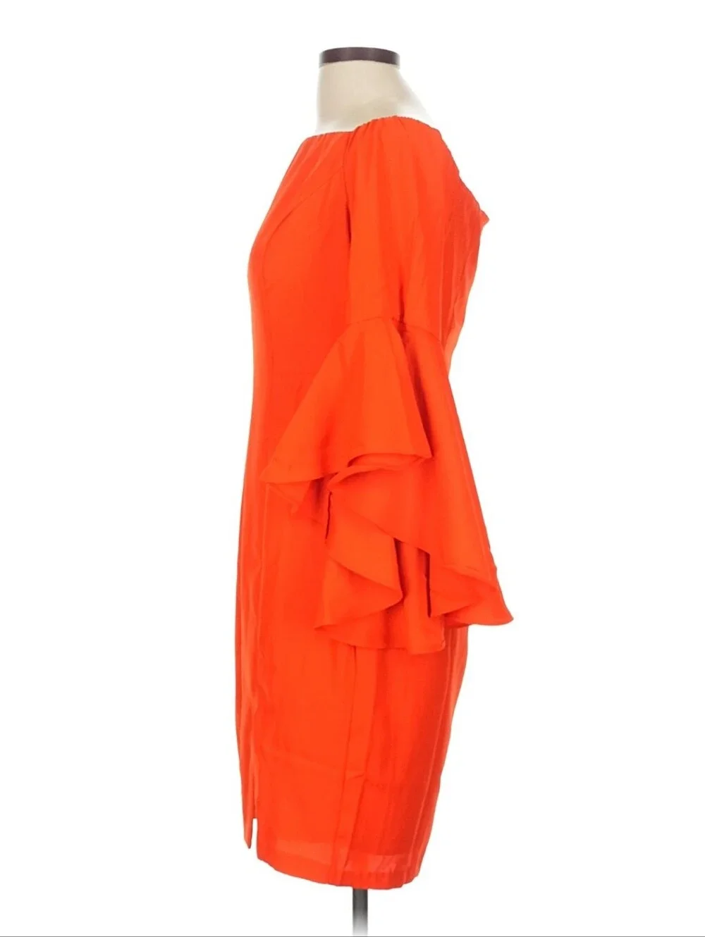 Venus Orange Ruffle-Sleeve Sheath Dress In Size 16 - Picture 4 of 9
